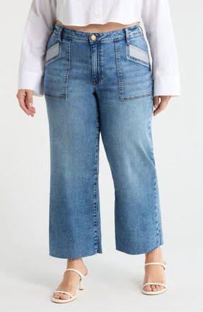 Kut from the Kloth Meg Raw Hem High Waist Ankle Wide Leg Jeans in Success at Nordstrom, Size 14W
