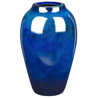 Beliani Flower Vase OCANA Ceramic 37 cm Dark Blue