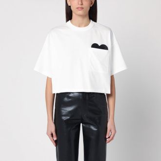 Bottega Veneta White short-sleeved crop t-shirt with heart