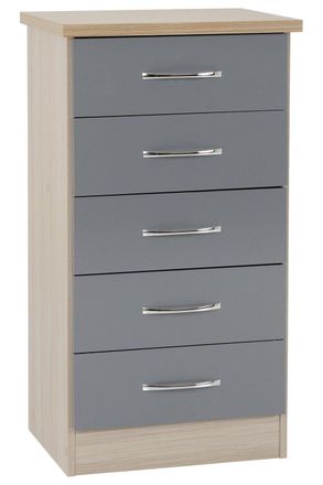 Seconique Nevada 5 Drawer Narrow Chest in Grey