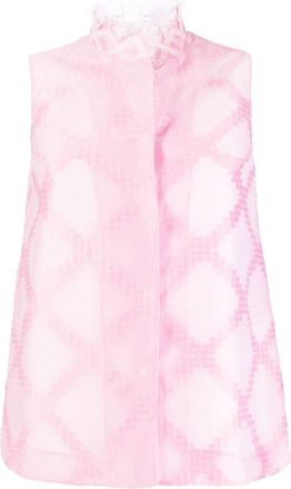 Shiatzy Chen lace-collar detail vest - women - Polyester/Mulberry Silk/Cotton/Polyamide - 36 - Pink