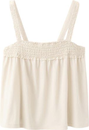 Mango Terry Cotton Smocked Top in Ecru at Nordstrom, Size Medium