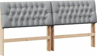 vidaXL Cabecero Tapizado Gris Claro 200 Cm Madera De Pino Macizo Vidaxl