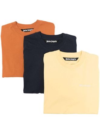 Palm Angels Set di 3 T-shirt con ricamo - Giallo