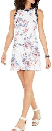 Tommy Hilfiger Womens Sleeveless Floral Sportswear Dress, White Print, 8