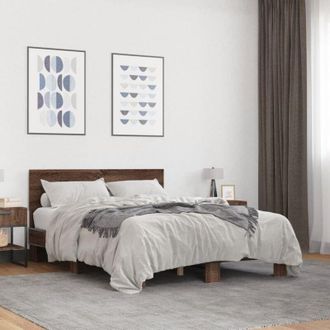 vidaXL Vidaxl - Giroletto Rovere Marrone 140x200cm in Legno Multistrato Metallo