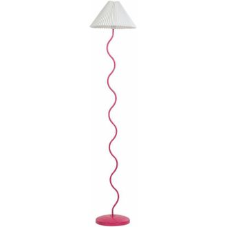 Beliani Lampada da terra in metallo Luce Paralume plissettato in plastica Rosa e bianco Jikawo