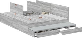 vidaXL Storage Bed Frame with Drawer Grey sonoma 226.5 x 140 x 31.5 cm Vidaxl