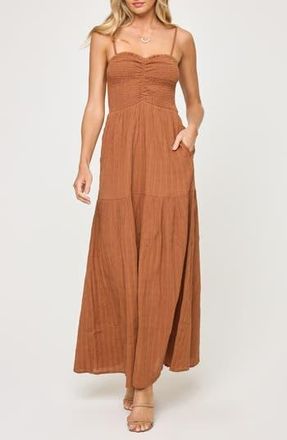 L*Space Mallorca Smocked Cover-Up Maxi Dress in Brown Sugar at Nordstrom Rack, Size X-Large