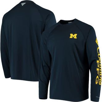 Columbia Mens Columbia Navy Michigan Wolverines Terminal Tackle Omni-Shade Raglan Long Sleeve T-Shirt at Nordstrom, Size Xx-Large