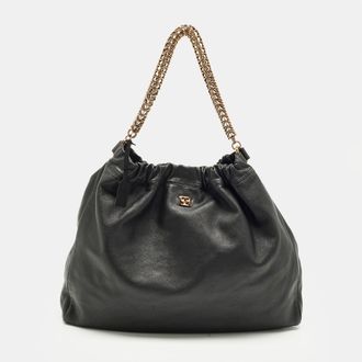 Escada Chain Black Leather Hobo