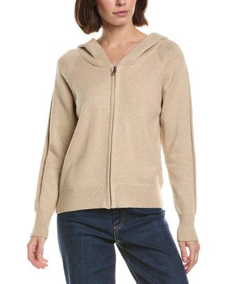 Brodie Ribbed Zip Up Cashmere-Blend Hoodie