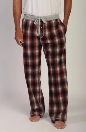 True Grit Mens Summit Checks Flannel Pants In Red/ Grey
