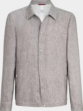 Brunello Cucinelli Men & apos;s Linen and Hemp Diagonal Outerwear Jacket