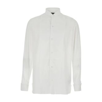 Tom Ford Casual Shirts, male, White, Size: XL Washed Muslin Classic Fit Evening Shirt
