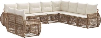 vidaXL Conjunto De Sof&aacute;s De Jard&iacute;n 10 Uds. Beige Y Blanco Crema Vidaxl