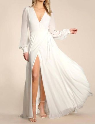 Lulus My Whole Heart Long Sleeve Glam Maxi Wrap Dress In White
