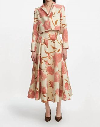 Lela Rose Cropped Tucked Jacket In Pink Multi