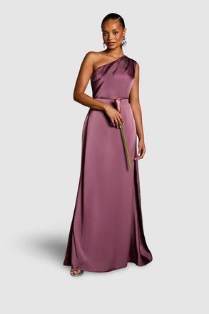 Coast Petite One Shoulder Maxi Dress in Dark Mauve at Nordstrom, Size 2P