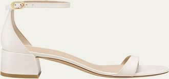 Stuart Weitzman Nudist Leather Ankle-Strap Sandals