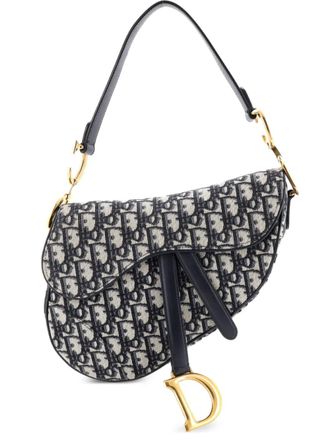 Dior Saddle Handbag Oblique Canvas Medium shoulder bag - Blue