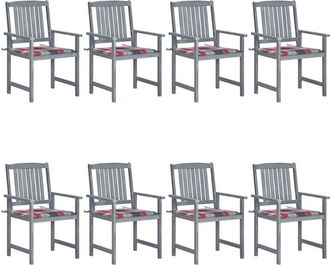 vidaXL Vidaxl - Sillas De Jard&iacute;n Con Cojines 8 Uds Madera Maciza De Acacia Gris