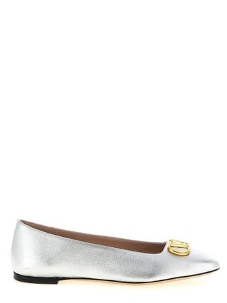 Valentino Garavani Silver Solid Signature Ballet Flats