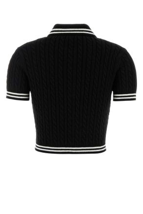 Alessandra Rich Womens Black Cotton Polo Shirt Exterior