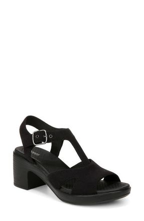 Life Stride Everly Machine Washable Block Heel Sandal in Black Denim at Nordstrom, Size 6.5