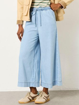 Fat Face FatFace Connie Blue Denim Wide Leg Culotte