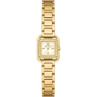 Tory Burch The Small Kira Crystal Bezel Bracelet Watch, 18mm x 18mm in Gold at Nordstrom