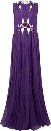 Alberta Ferretti Lange Geplooide Jurk - Dames - Avondkleed - Paars - 2XL - Kleedjes