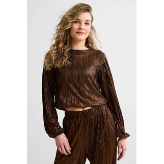Anytime plisse top brons