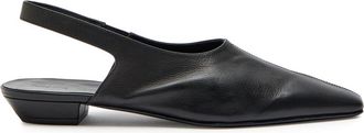 Khaite Cecilia Grained Leather Slingback Flats - Black - 41 (IT41 / UK8)