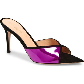 Gianvito Rossi Pointed Toe Sandal in Black Bloom Freesia at Nordstrom, Size 10.5Us