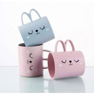 Trade Shop Trade Shop - Bicchiere Tazza 400ml Con Faccine Colorate In Plastica Tazzone Latte X Colazione