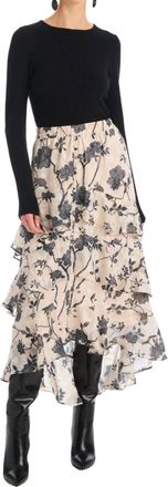 Allison New York Ella Midi Skirt In Ivory/black
