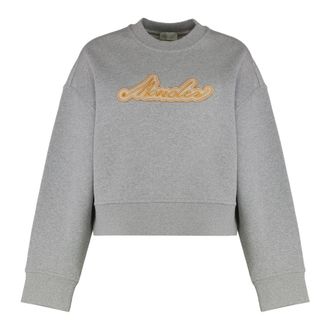 Moncler Sweatshirts, female, Gray, Size: XS Crew Neck Sweatshirt