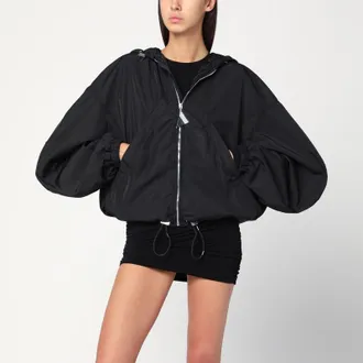 The Attico Black hooded bomber jacket