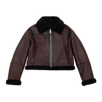 Just things we like Haru Lammy Shearling Jas - Dames - Leren en Su&egrave;de Jassen - Rood - M - Wol - Jassen