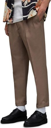 AllSaints Tallis Pleated Cotton & Wool Trousers in Moorland Brown at Nordstrom Rack, Size 34