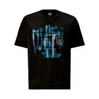 C.P. Company T-Shirts, male, Black, Size: XL Printed Cotton T-Shirt