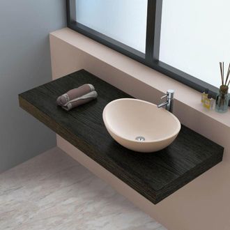 Ambra Ambra - Lavabo Sobre Encimera Ovalado - 42 Cm - Solid Surface - Rosa Beige - Ov&eacute;a