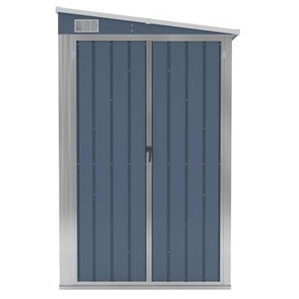 Berkfield Home Durable Wall-mounted Garden Shed Grey 118x194x178 cm Galvanised Steel | Size: 118 x 194 x 178 cm
