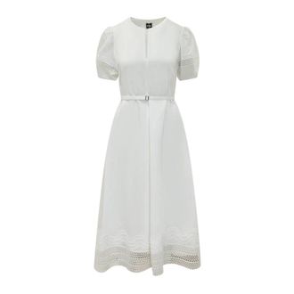HUGO BOSS Doralia Midi Jurk - Dames - Casual kleedjes - Wit - S - Kleedjes