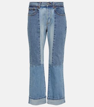 Victoria Beckham Paneled high-rise straight jeans