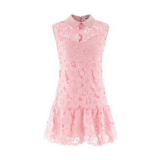 Self Portrait Lace Collared Mini Dress - Dames - Korte kleedjes - Roze - 4XS - Polyester - Kleedjes