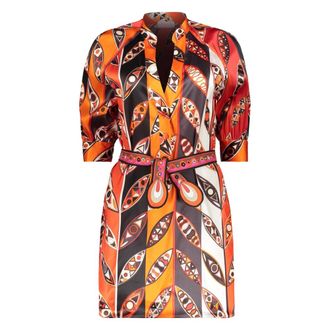 Pucci Short Dresses, female, Multicolor, Size: XS Silk Dress with Short Sleeves