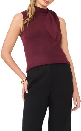 Vince Camuto Tie Neck Rib Sleeveless Sweater in Earth Red at Nordstrom, Size Xx-Large