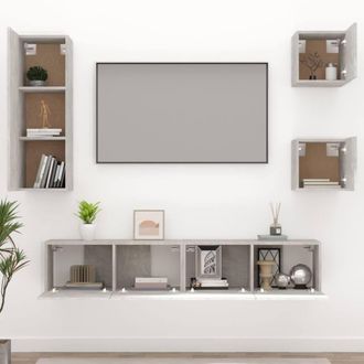Berkfield Home Classic 5 Piece TV Cabinet Set Concrete Grey Engineered Wood